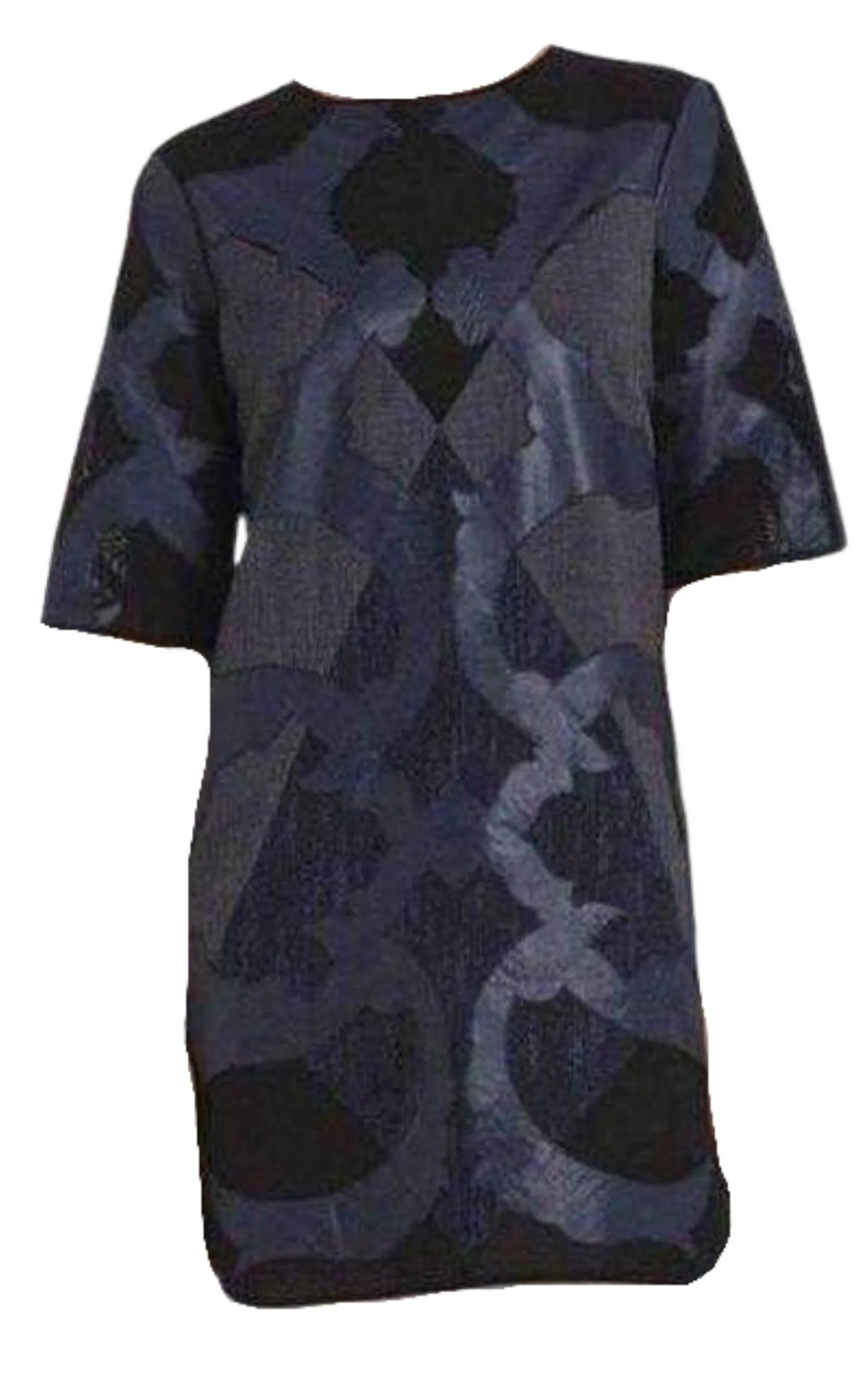Runway Blue Faux Leather Patch Luella Tunic Dress sold by Runaway Catalog