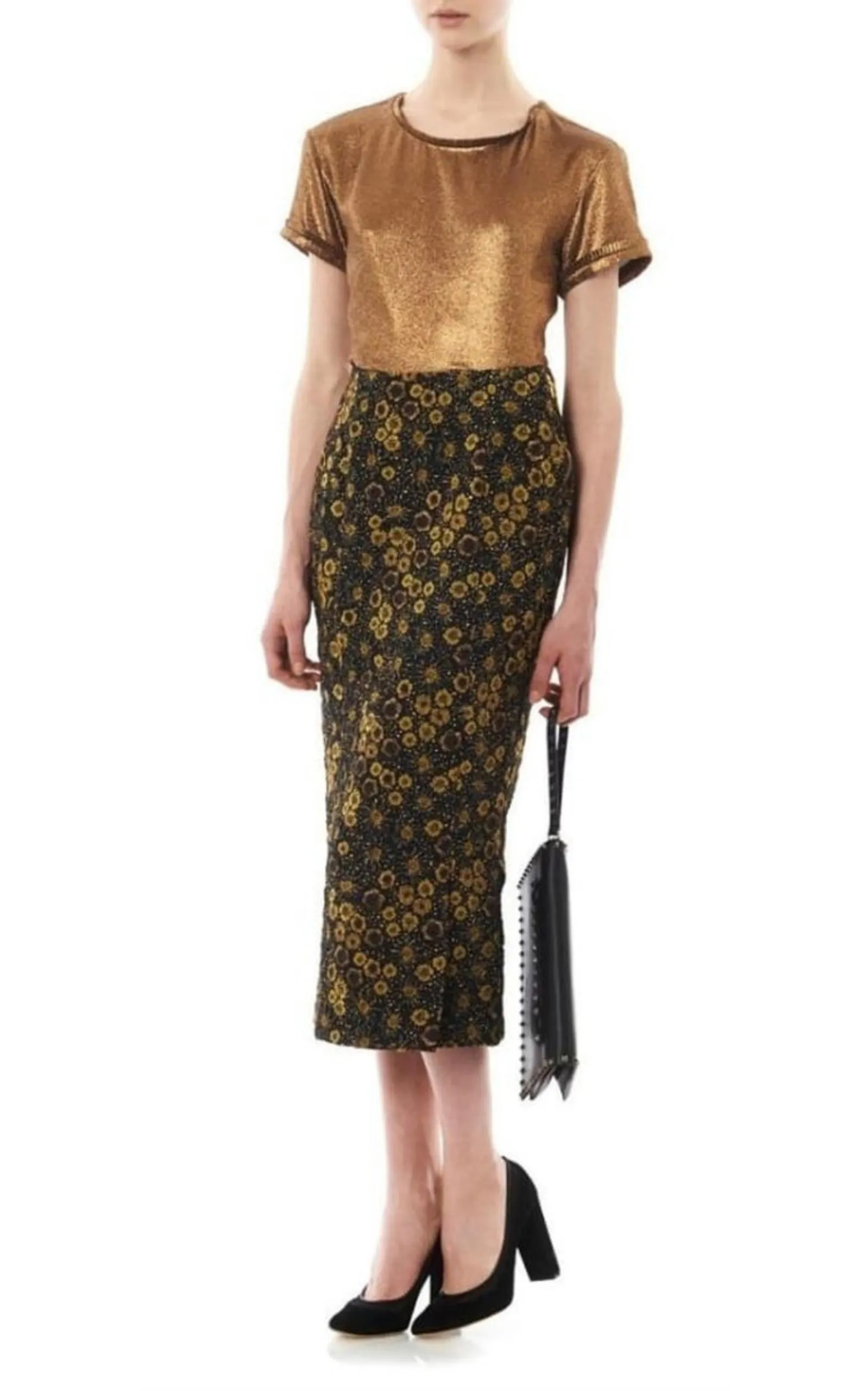 Floral Jacquard Pencil Skirt sold by Runaway Catalog product image thumbnail 2