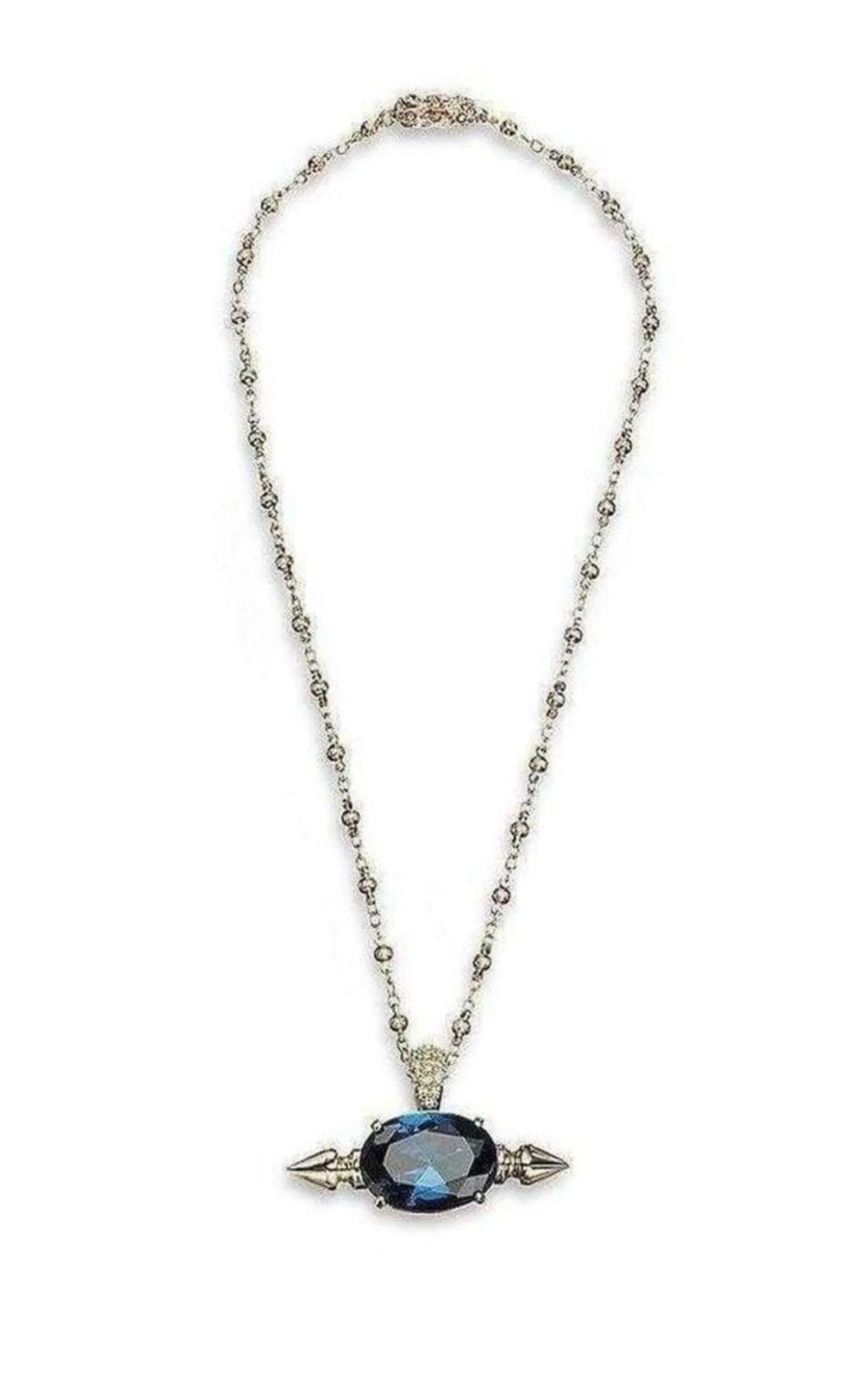 Spike and Oval Blue Crystal Necklace sold by Runaway Catalog