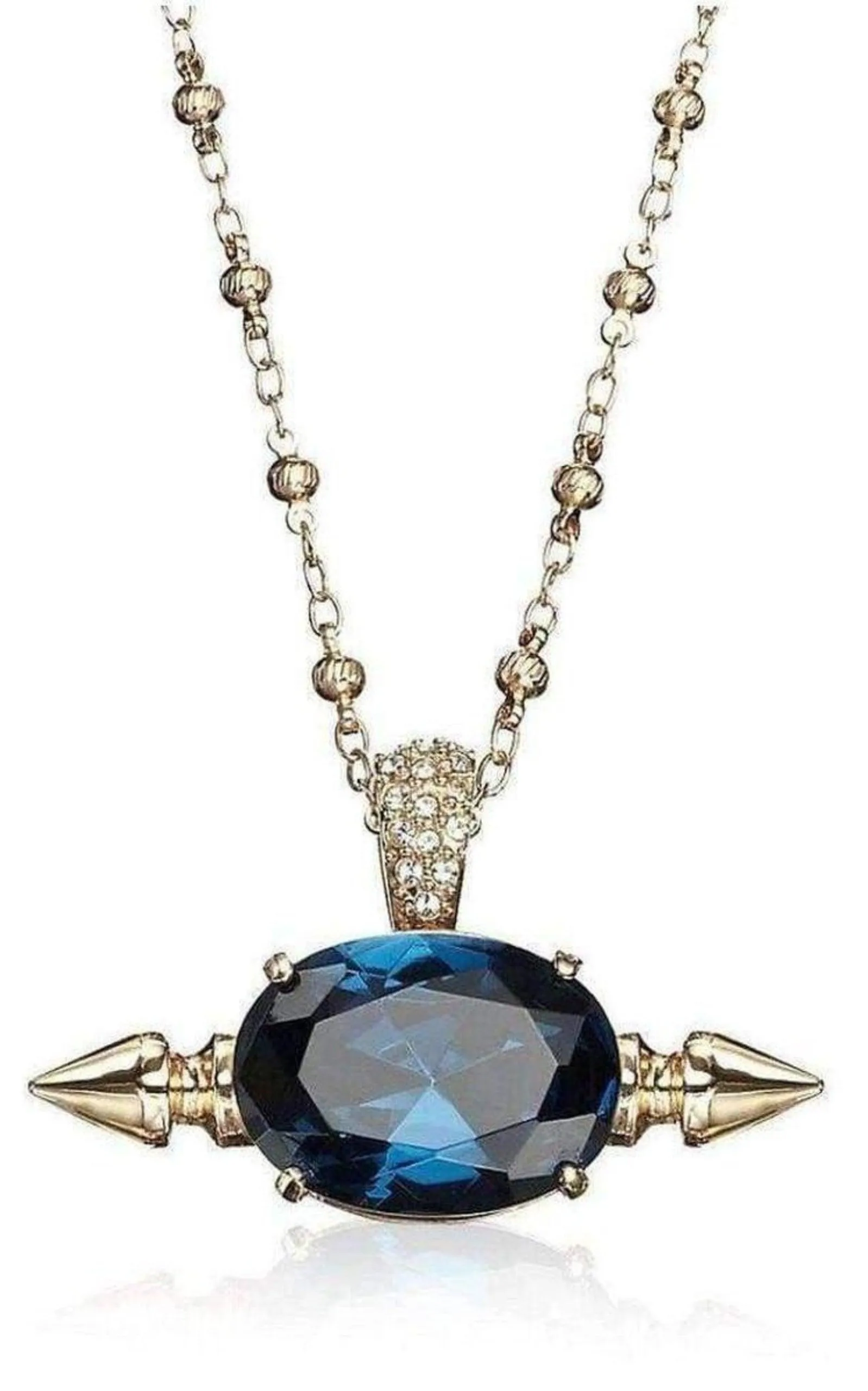 Spike and Oval Blue Crystal Necklace sold by Runaway Catalog product image thumbnail 2