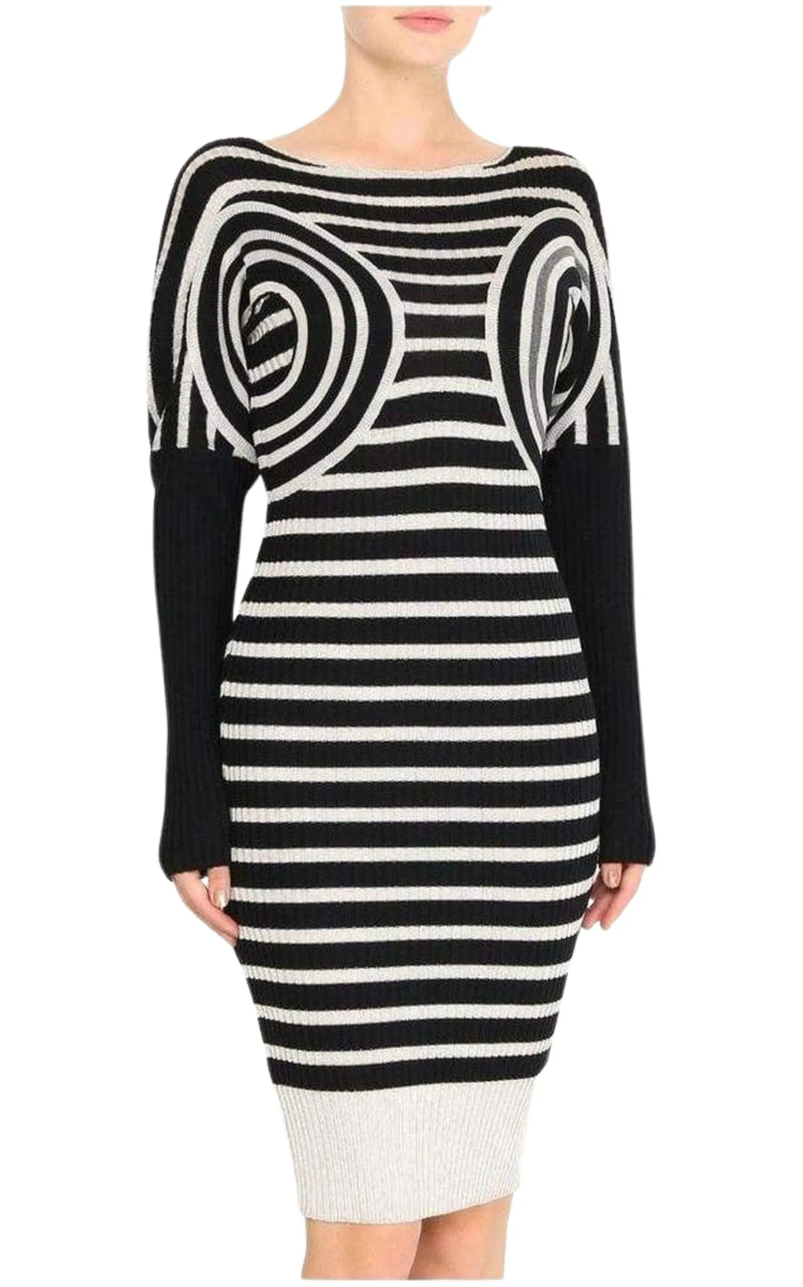 Mixed Wool Striped Optical Illusion Dress sold by Runaway Catalog product image thumbnail 3