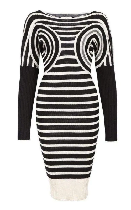 Mixed Wool Striped Optical Illusion Dress sold by Runaway Catalog