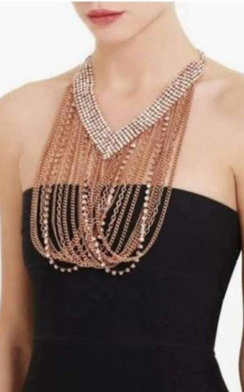 Draped Chain Rhinestone Necklace sold by Runaway Catalog