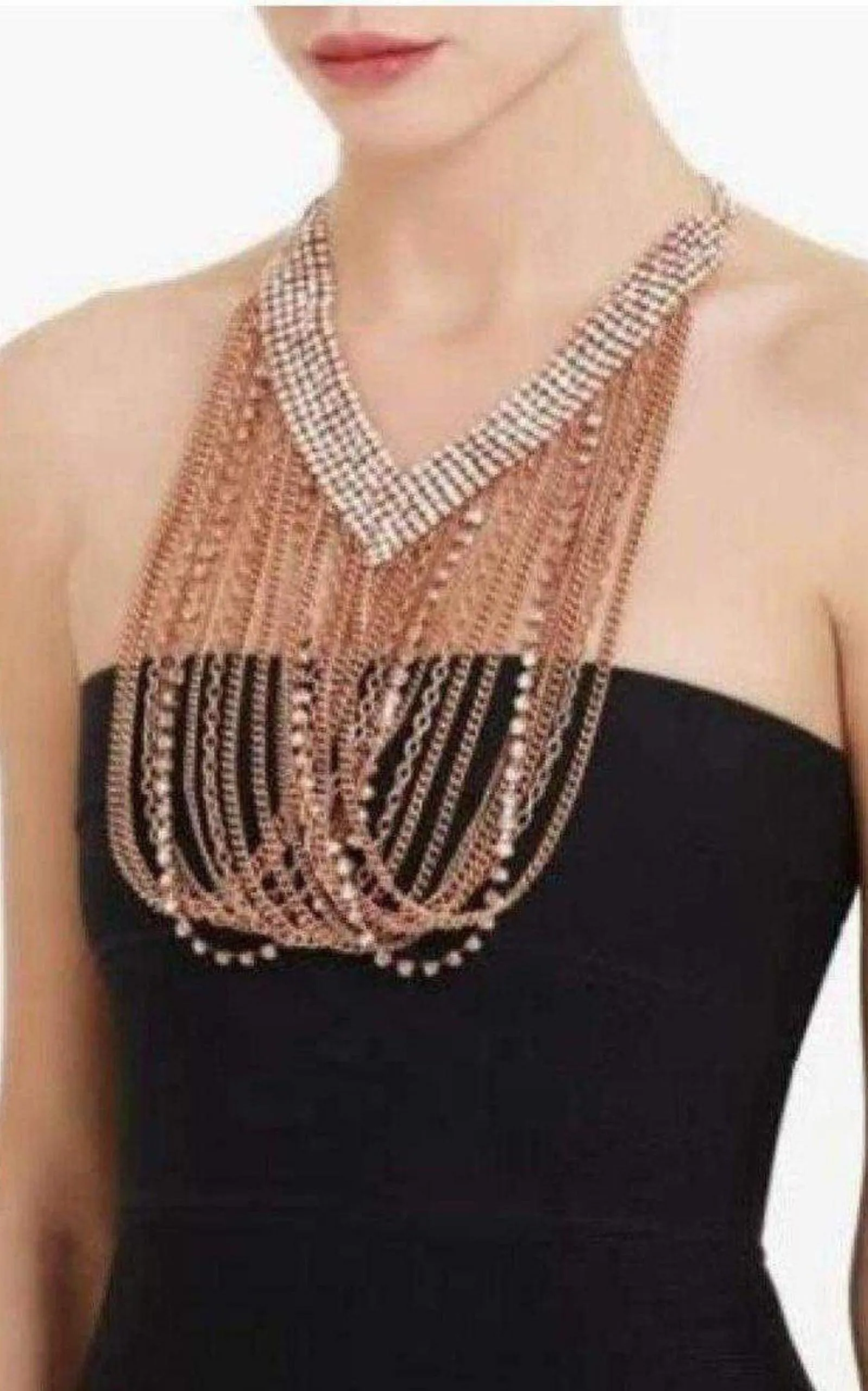 Draped Chain Rhinestone Necklace sold by Runaway Catalog