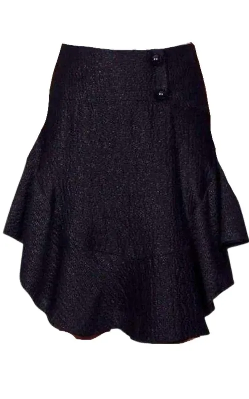 Wavy Shiny Black Jacquard Skirt made by Chloe