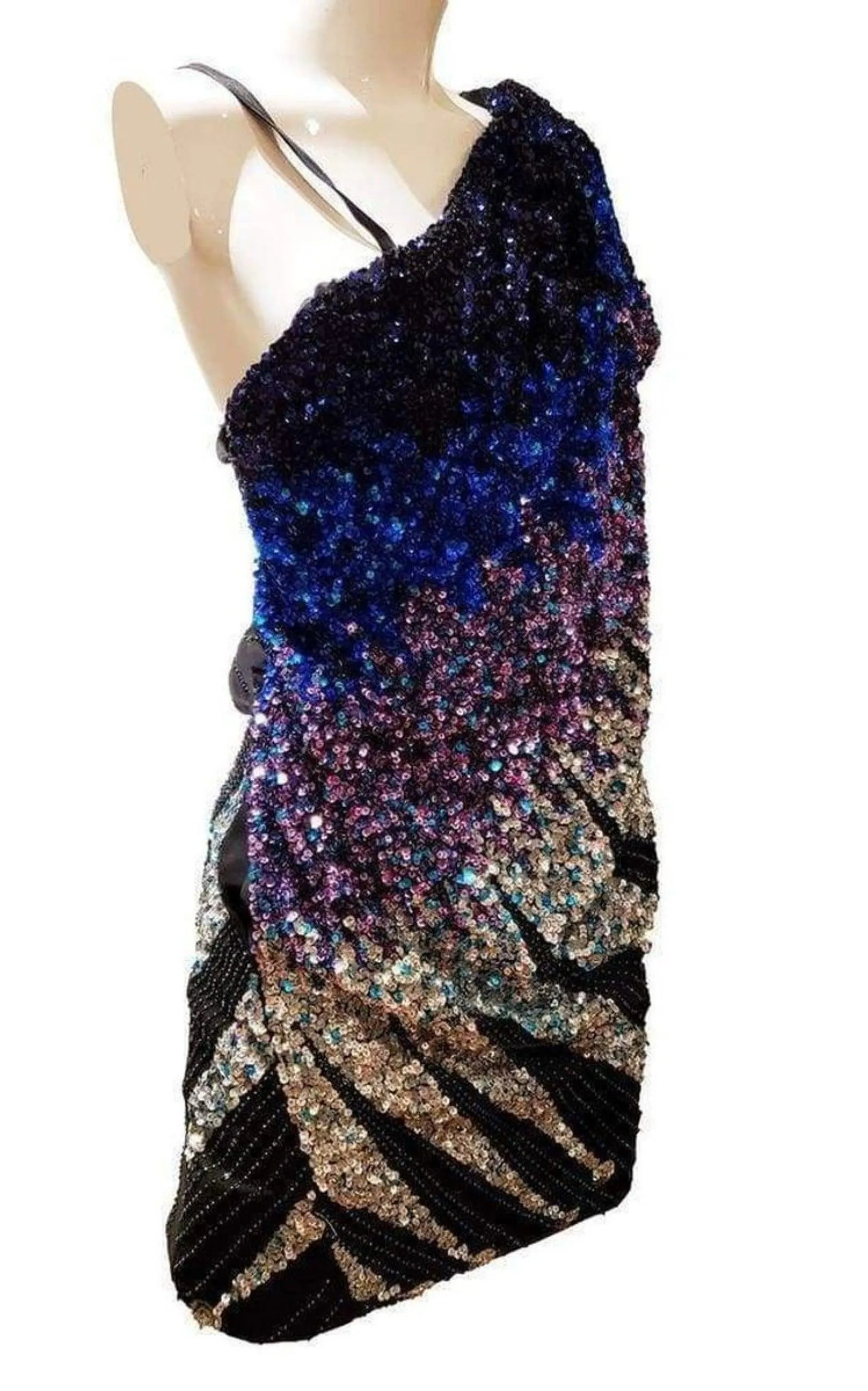 Multi Color Silk One Shoulder Dress sold by Runaway Catalog product image thumbnail 3