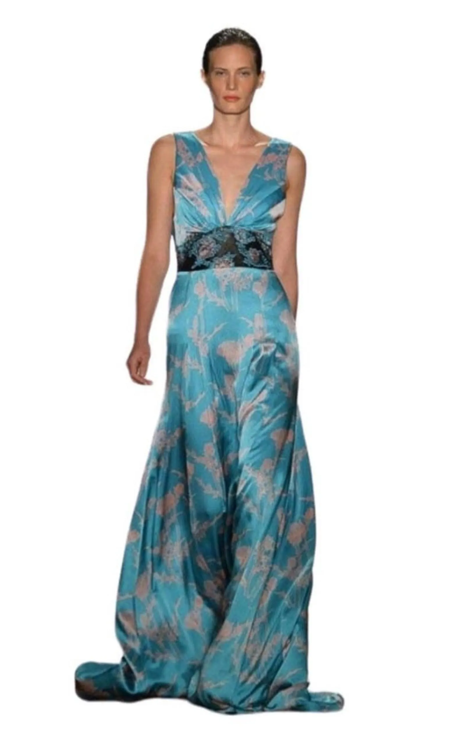 Azur Blue Coral Silk Gown sold by Runaway Catalog