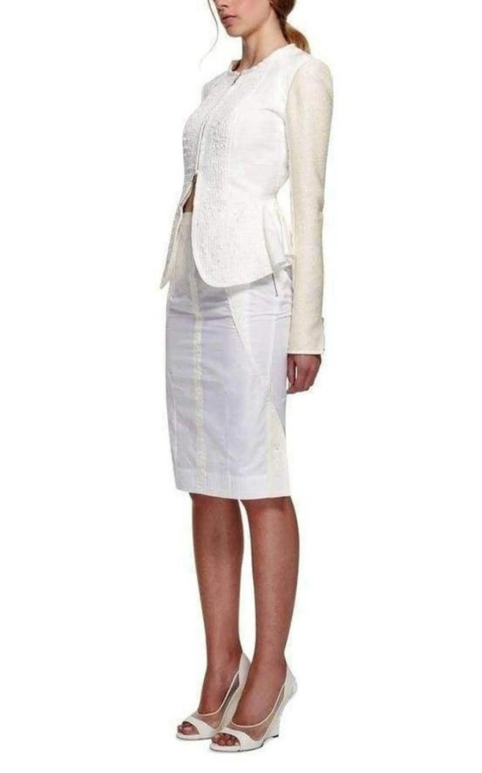 White Tailored Cotton Lace Back Jacket sold by Runaway Catalog product image thumbnail 4