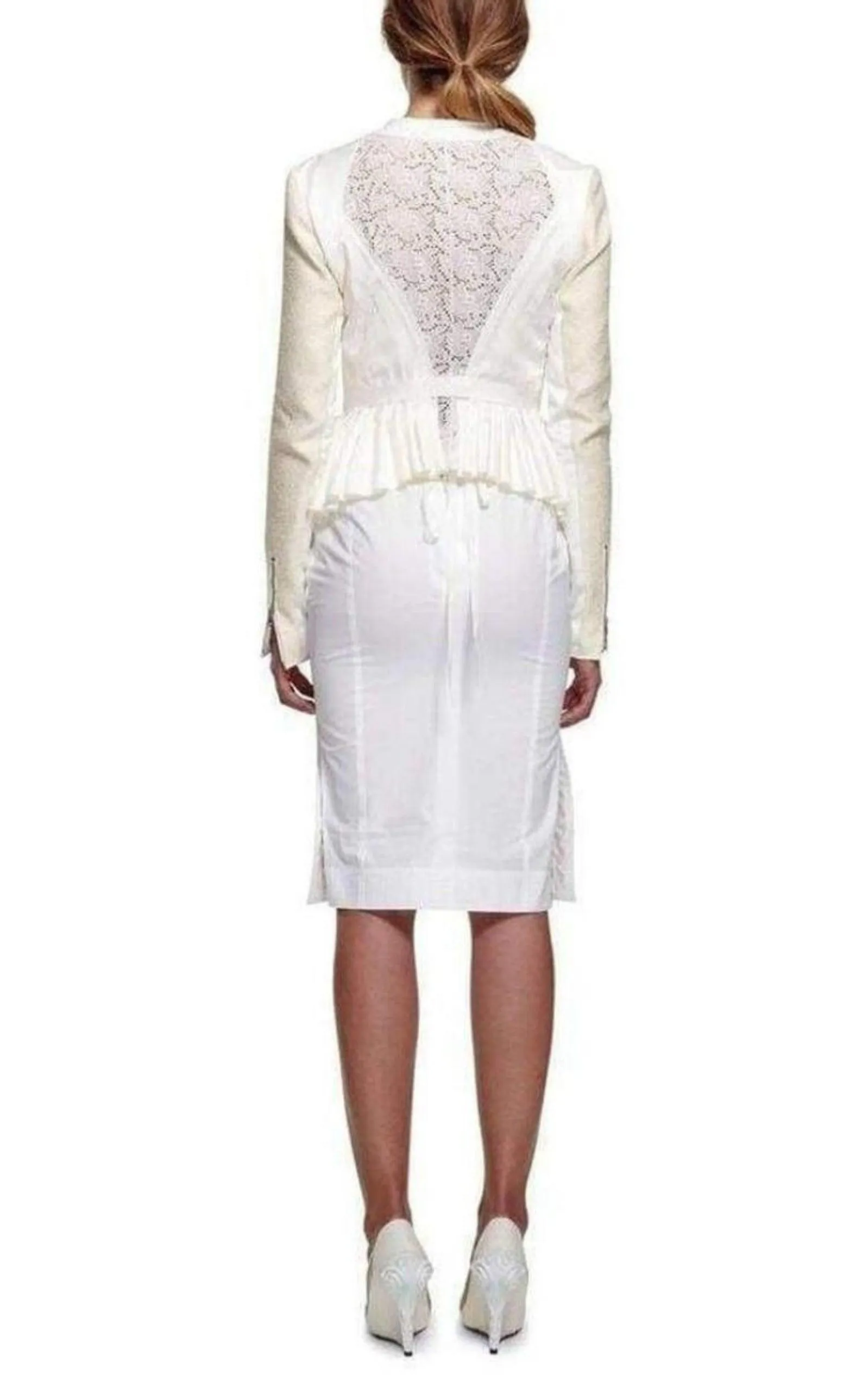 White Tailored Cotton Lace Back Jacket sold by Runaway Catalog product image thumbnail 5