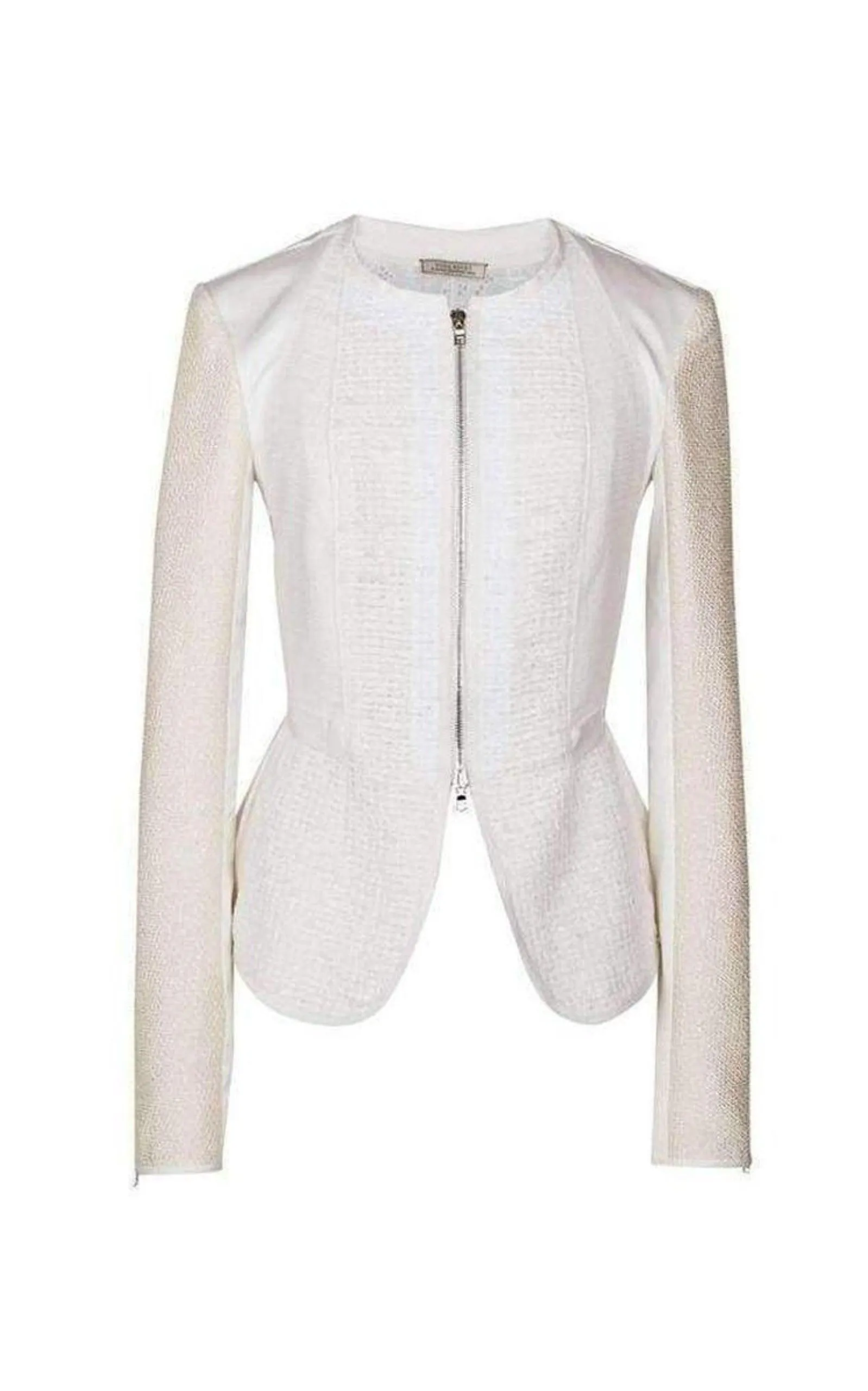 White Tailored Cotton Lace Back Jacket sold by Runaway Catalog