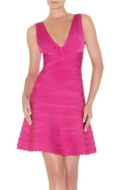 Nikayla Scalloped Edge Caprice Pink Dress made by Herve Leger