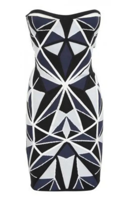 Jamari Geometric Patchwork Jacquard Dress made by Herve Leger