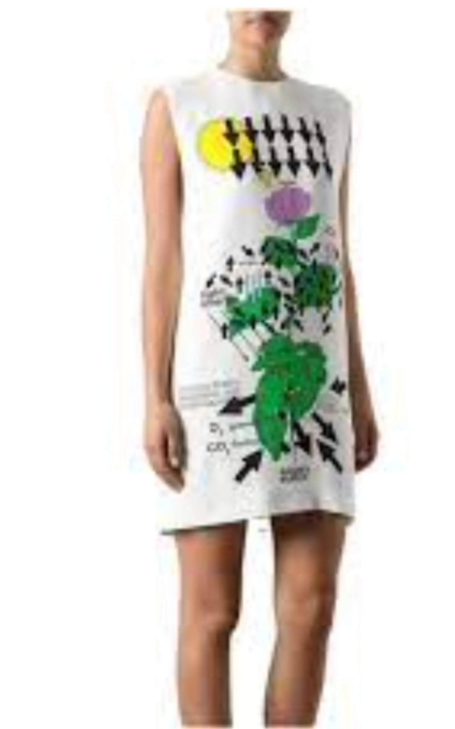 White Silk Botanical Diagram Dress sold by Runaway Catalog product image thumbnail 3