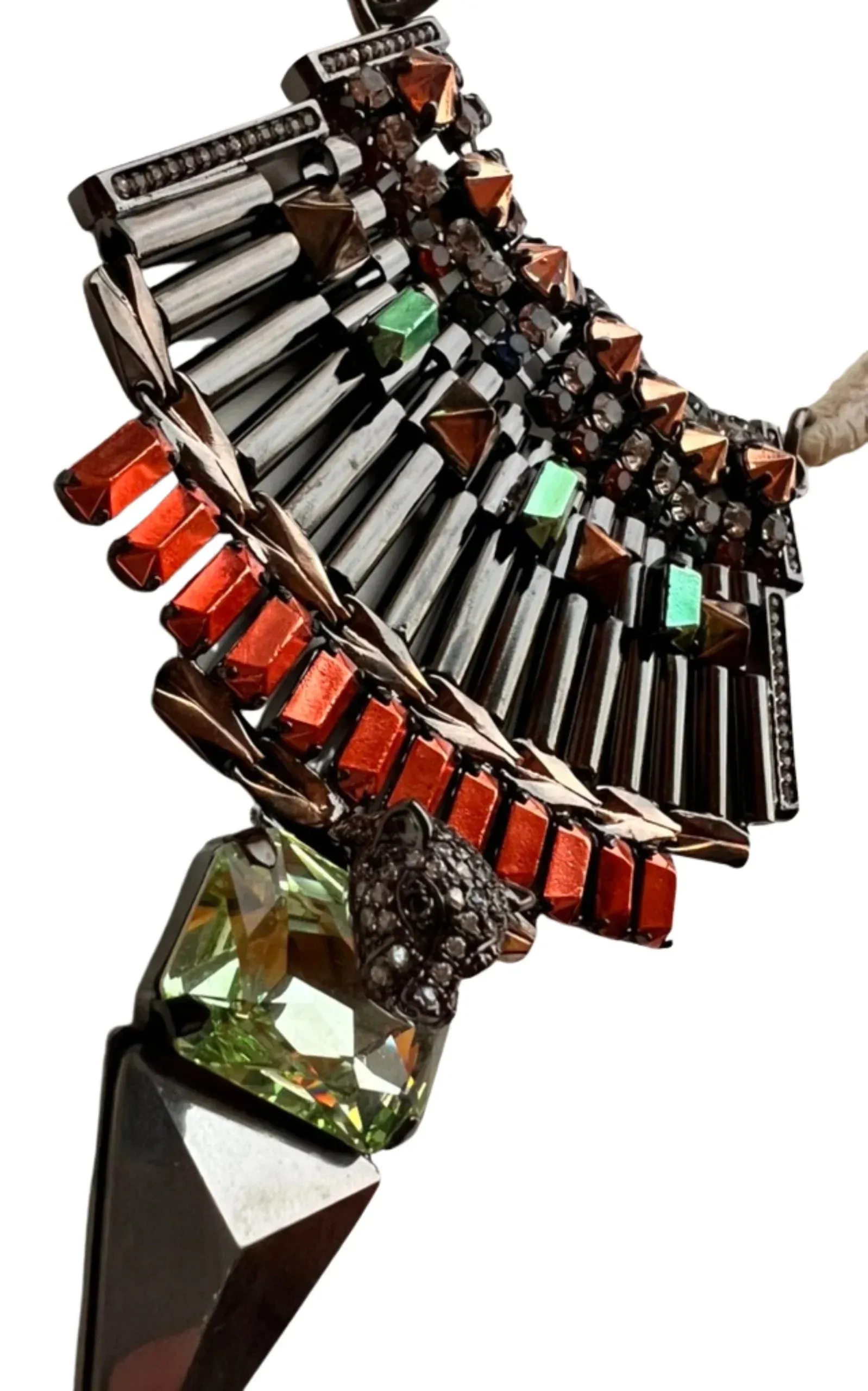 Gold Crystal Tribal Leopard Head Bib Necklace sold by Runaway Catalog product image thumbnail 4