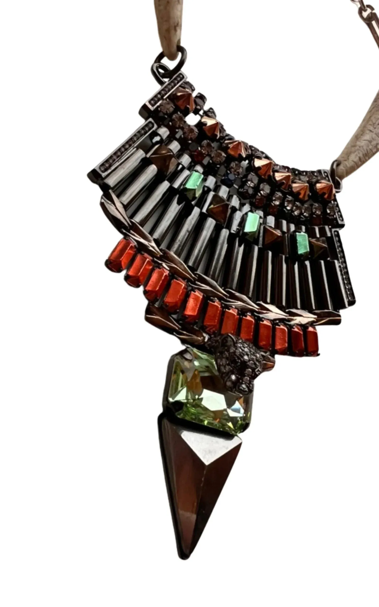 Gold Crystal Tribal Leopard Head Bib Necklace sold by Runaway Catalog product image thumbnail 5