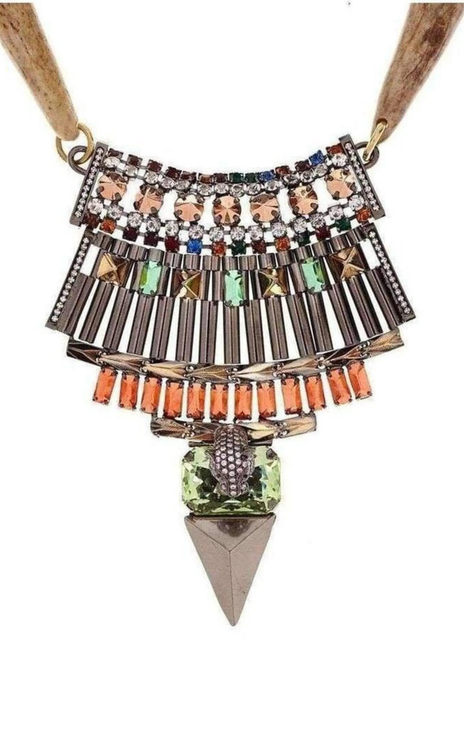 Gold Crystal Tribal Leopard Head Bib Necklace sold by Runaway Catalog product image thumbnail 2