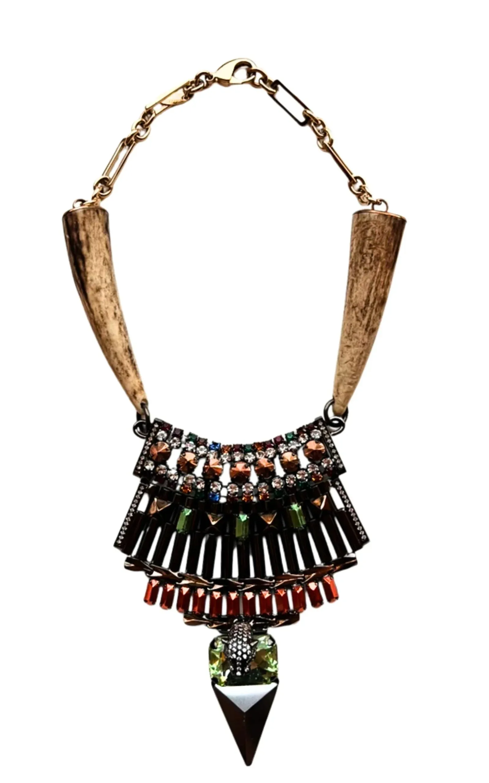 Gold Crystal Tribal Leopard Head Bib Necklace sold by Runaway Catalog product image thumbnail 3