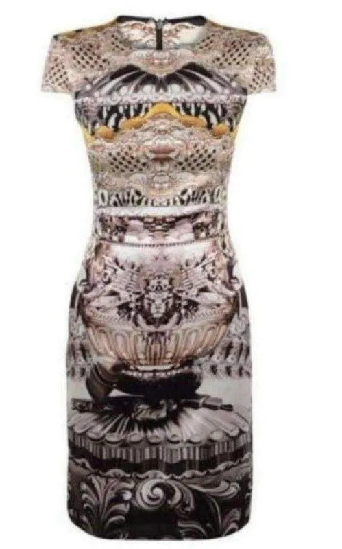 Ebony Scroll Print Silk Dress made by MARY KATRANTZOU