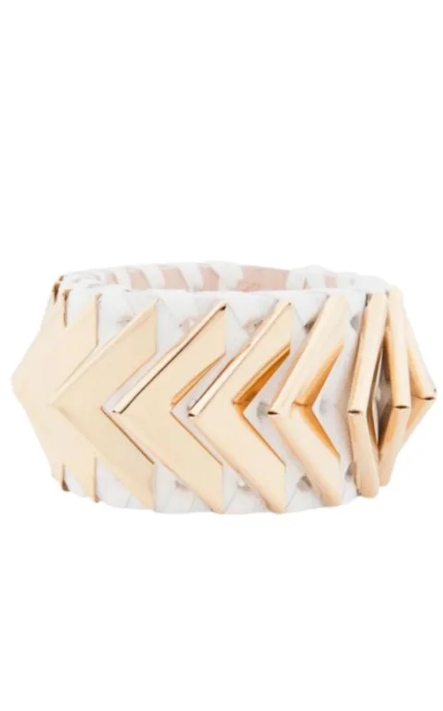 Greta White Napa Leather Bracelet made by Balmain