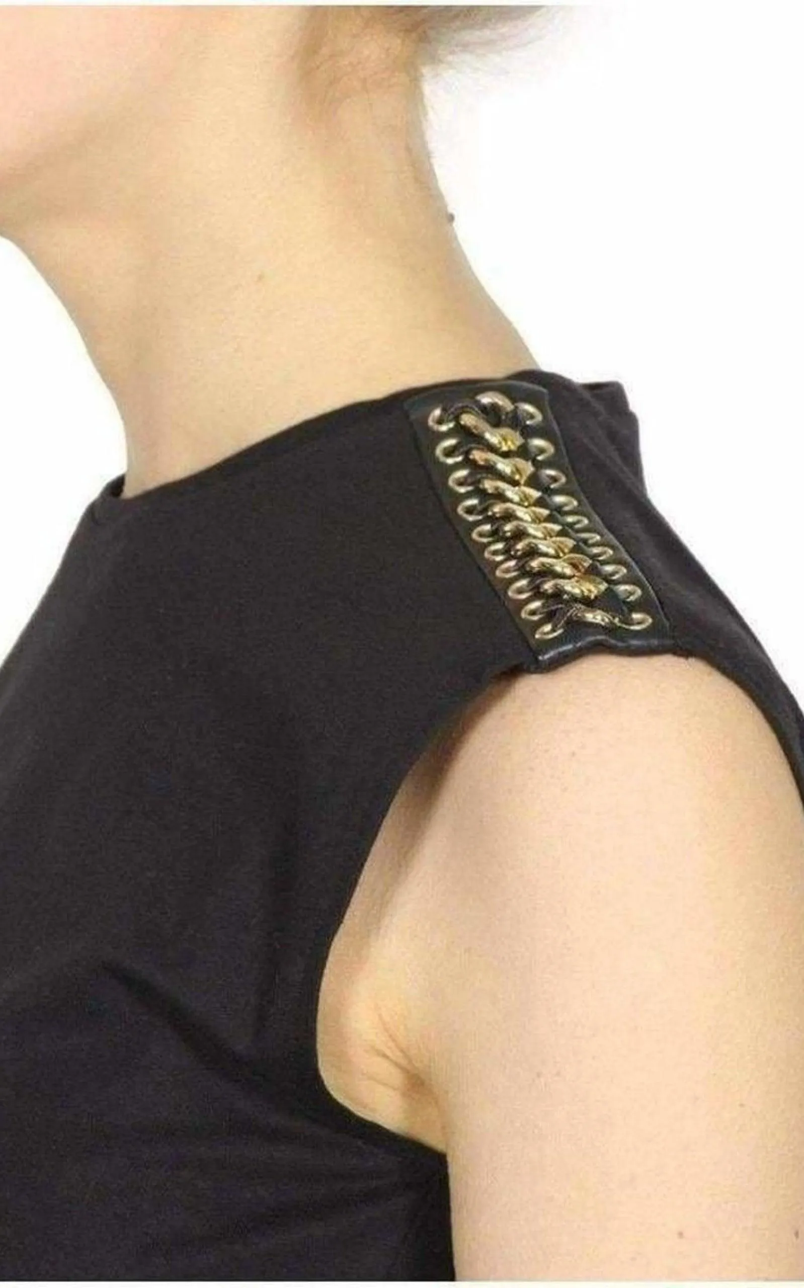 Black & Gold Chain Trimmed Tank Top sold by Runaway Catalog product image thumbnail 4