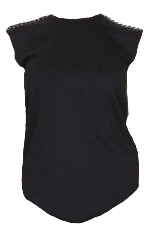 Black & Gold Chain Trimmed Tank Top made by Balmain