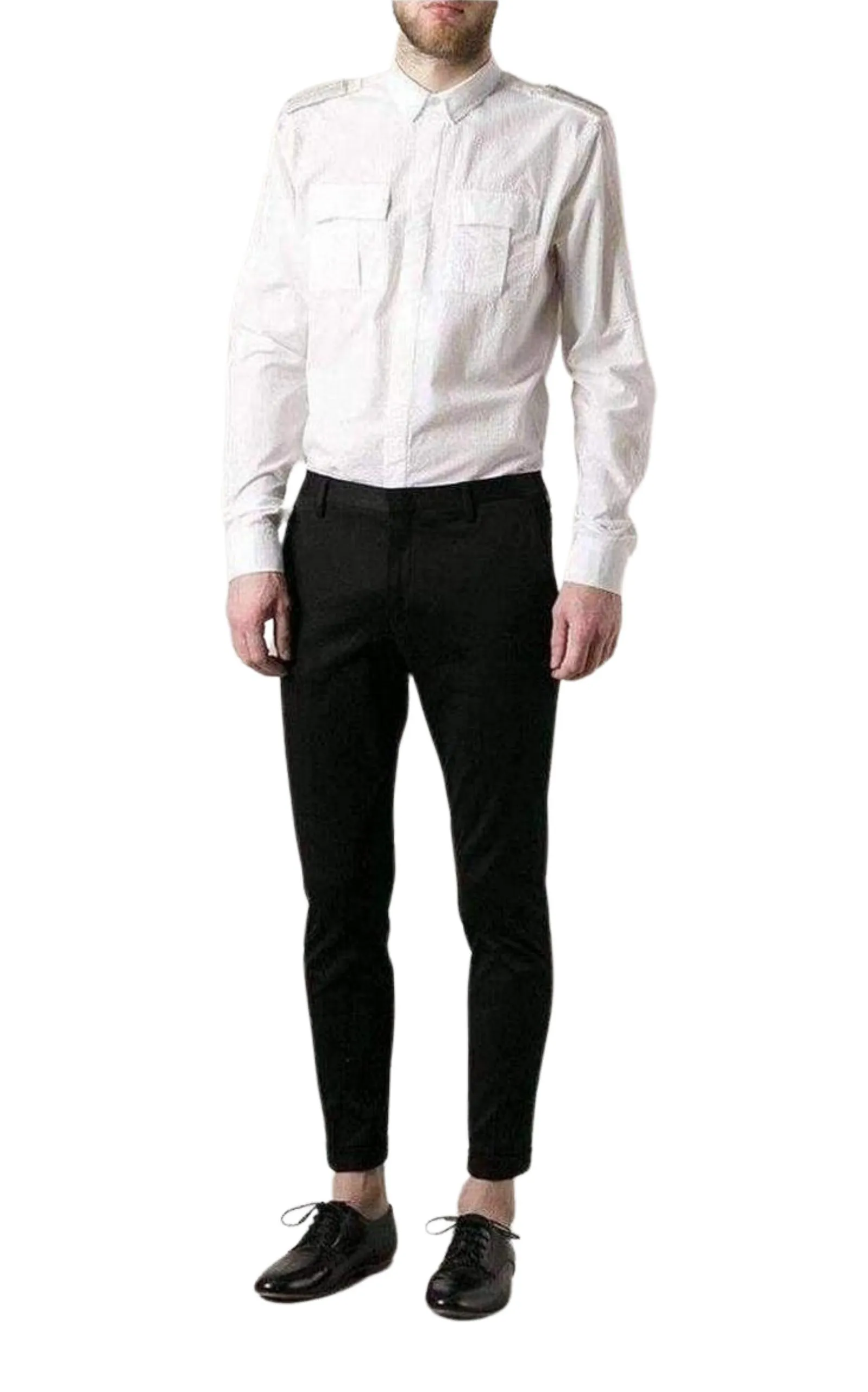 White Cotton Military Shirt sold by Runaway Catalog product image thumbnail 2