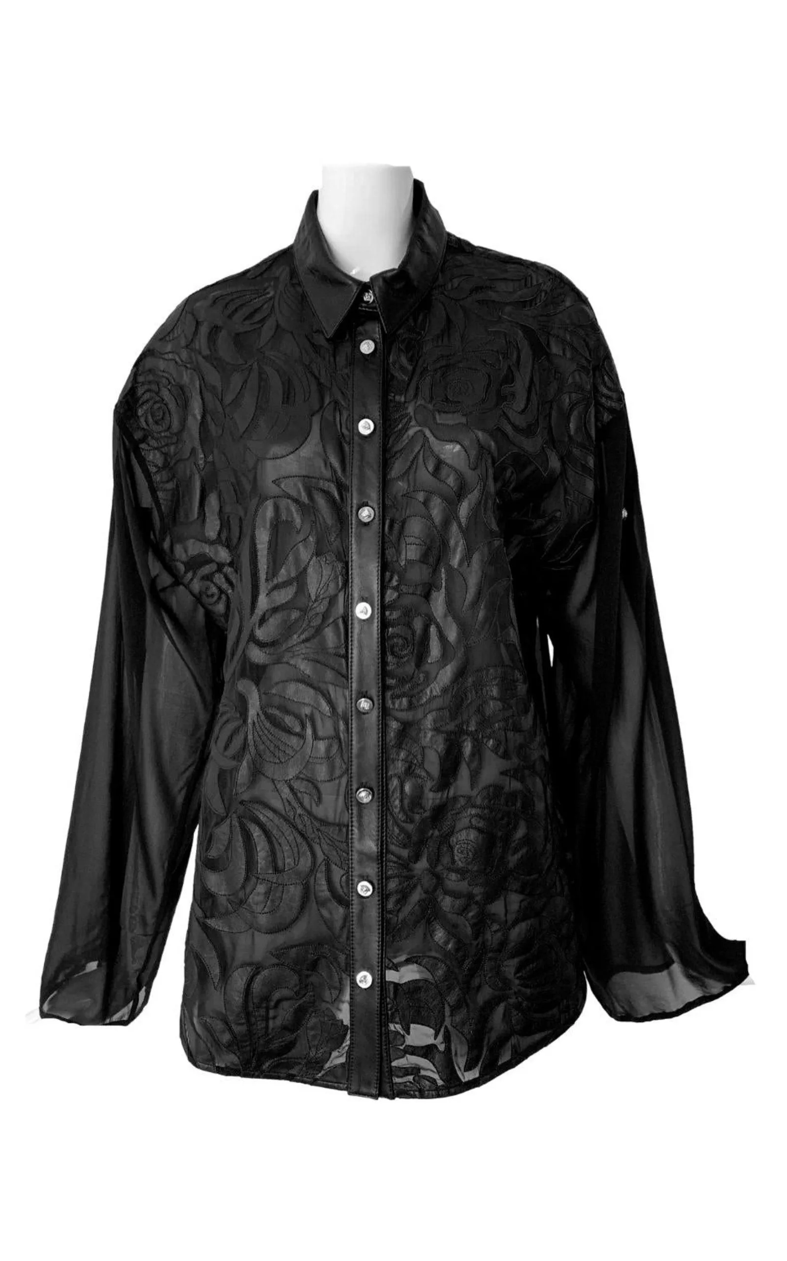 Silk Cut Out Leather Applique Shirt sold by Runaway Catalog