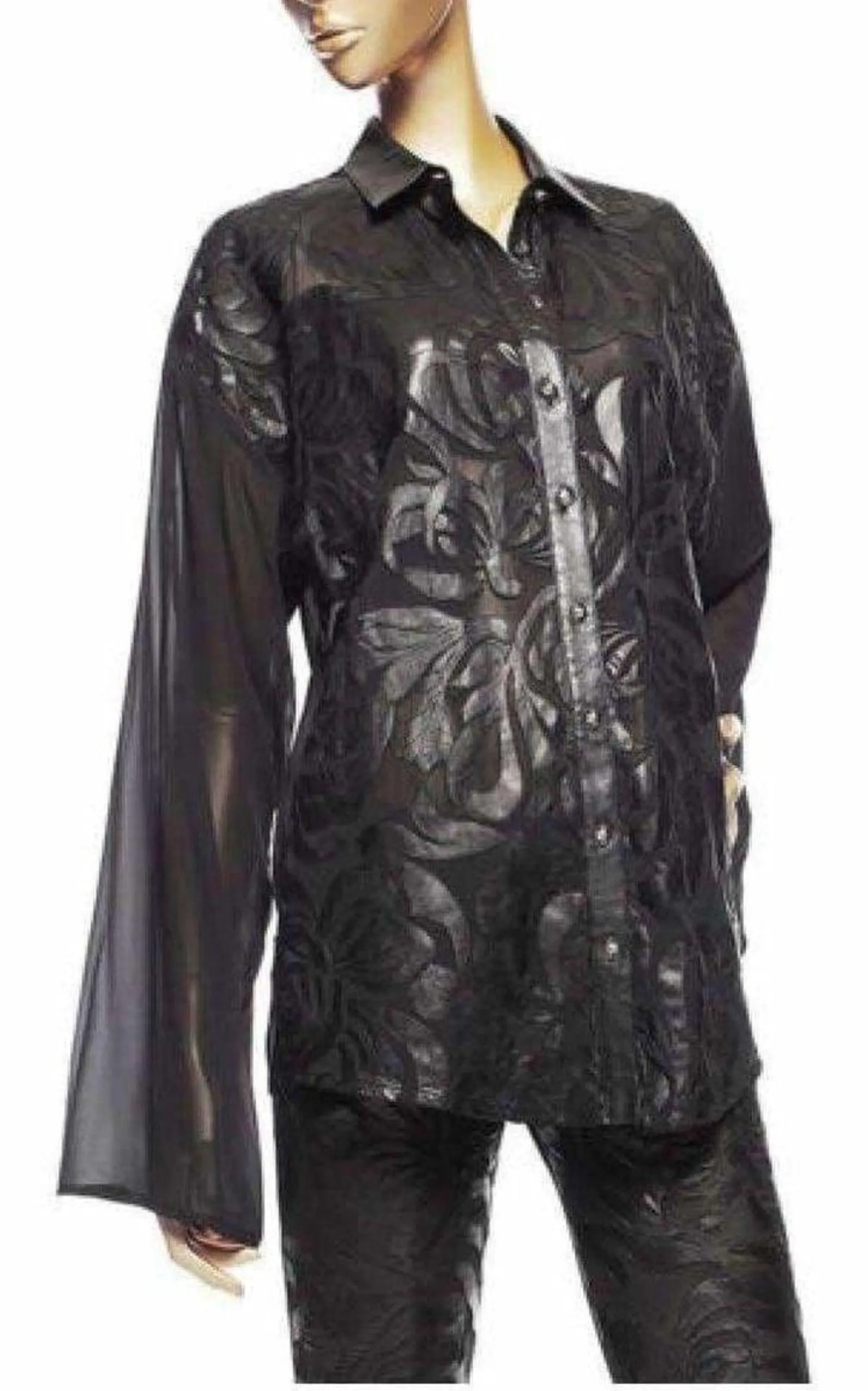 Silk Cut Out Leather Applique Shirt sold by Runaway Catalog product image thumbnail 3