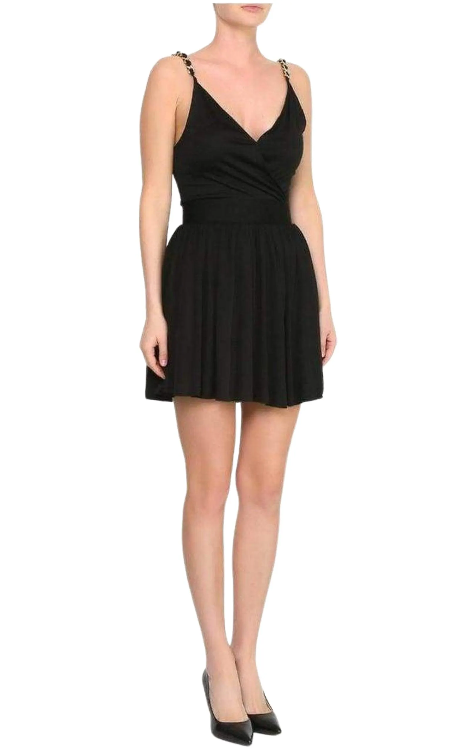 Black Fitted Wrap Metal Chain Straps Dress sold by Runaway Catalog product image thumbnail 2
