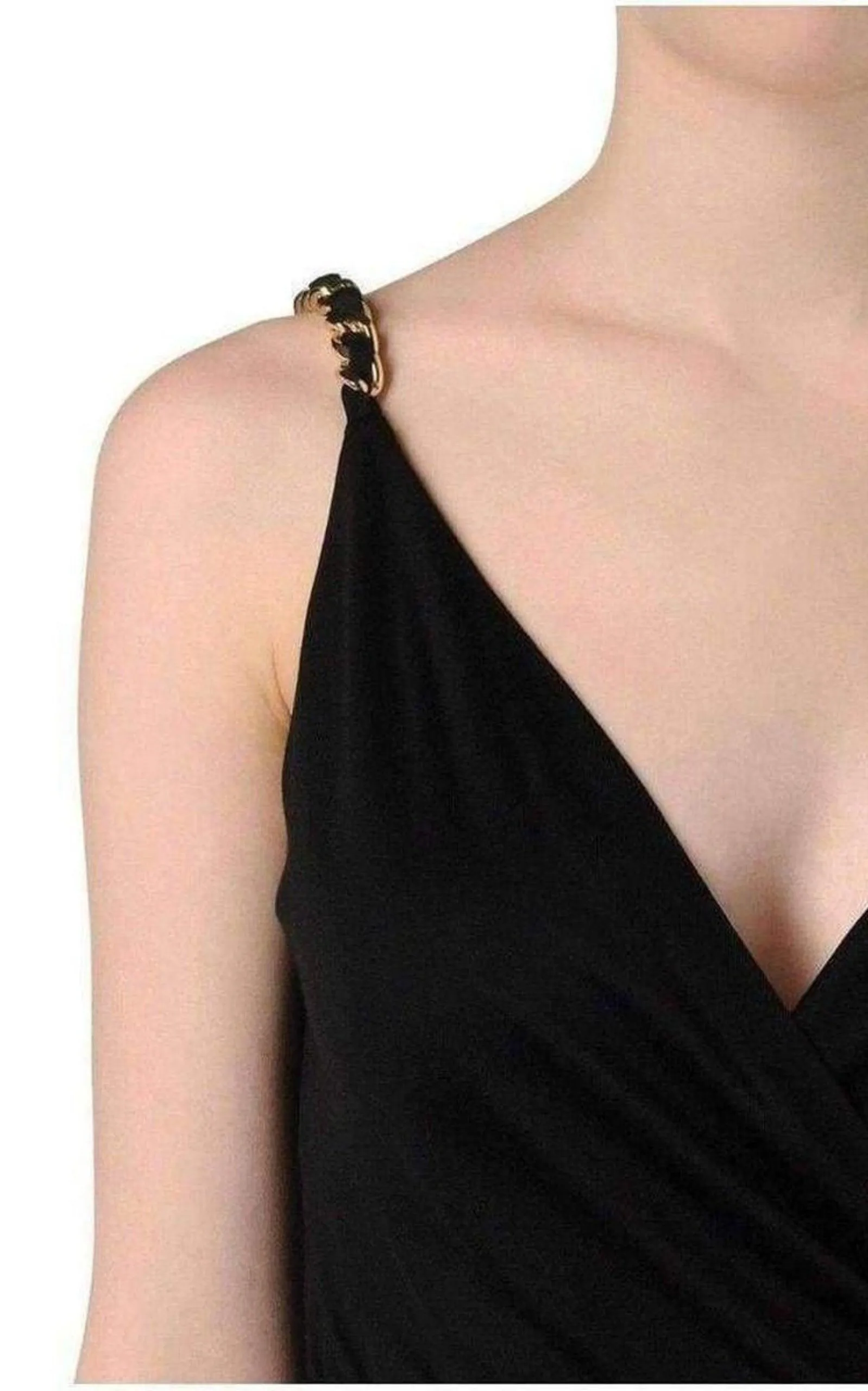 Black Fitted Wrap Metal Chain Straps Dress sold by Runaway Catalog product image thumbnail 5