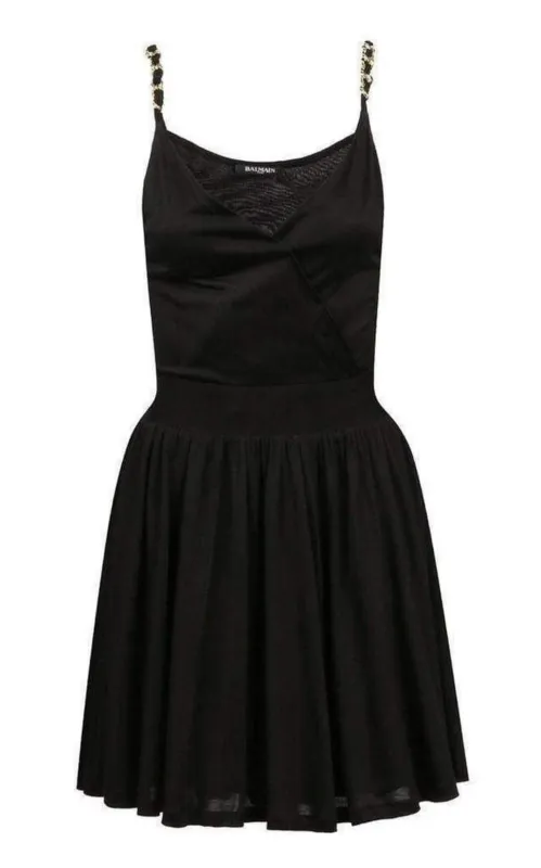 Black Fitted Wrap Metal Chain Straps Dress sold by Runaway Catalog
