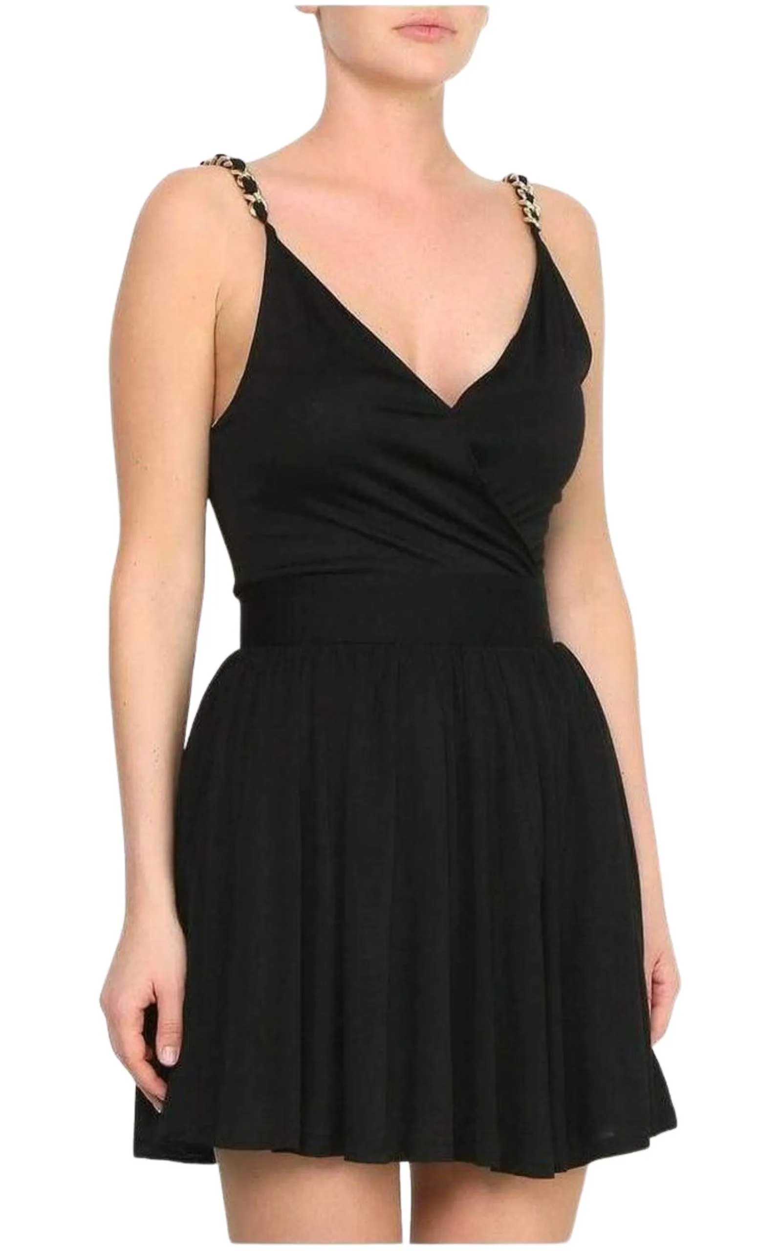 Black Fitted Wrap Metal Chain Straps Dress sold by Runaway Catalog product image thumbnail 3