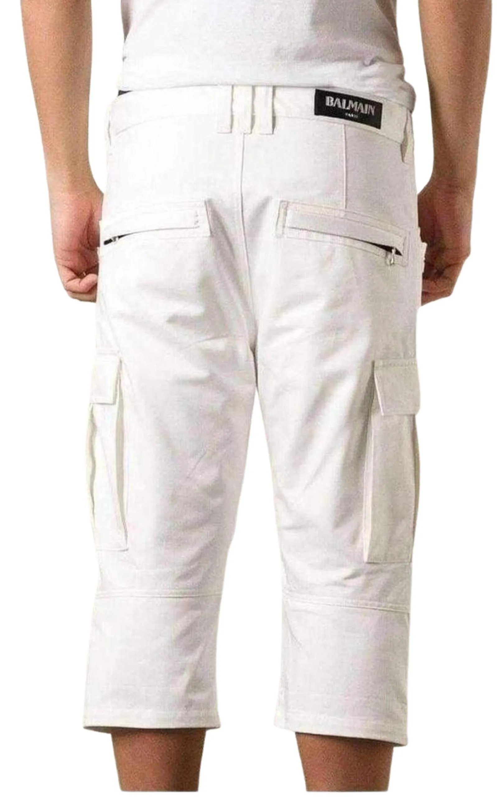 White Cotton Cargo Biker Shorts sold by Runaway Catalog product image thumbnail 4