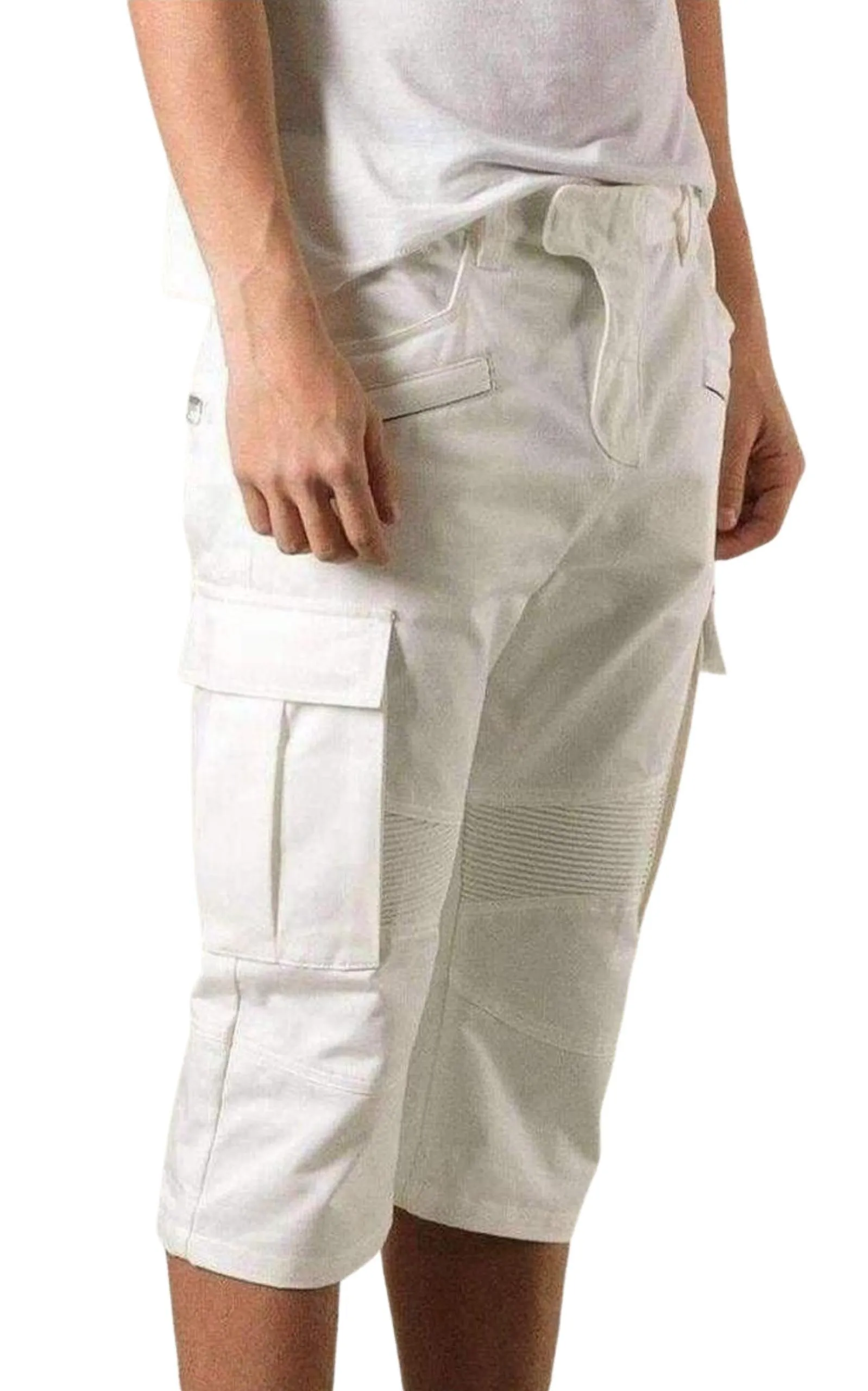White Cotton Cargo Biker Shorts sold by Runaway Catalog product image thumbnail 3
