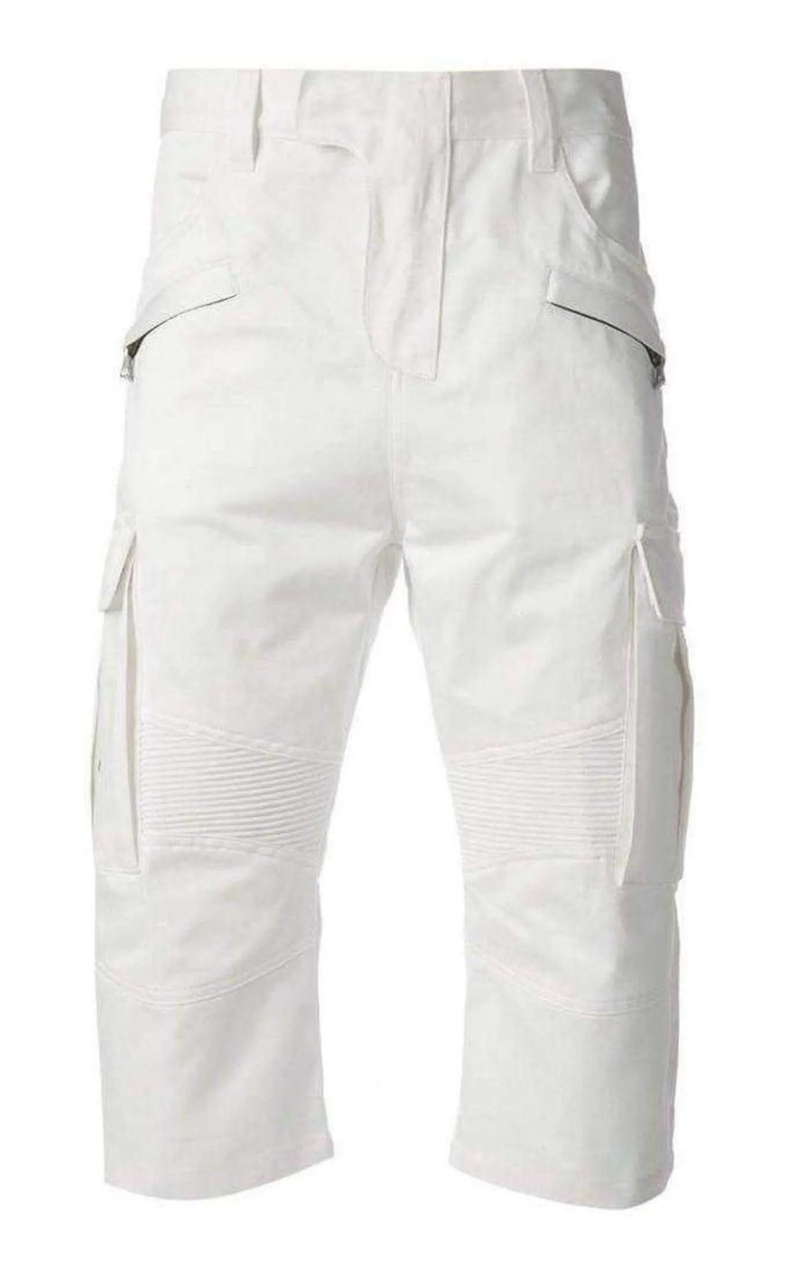 White Cotton Cargo Biker Shorts sold by Runaway Catalog