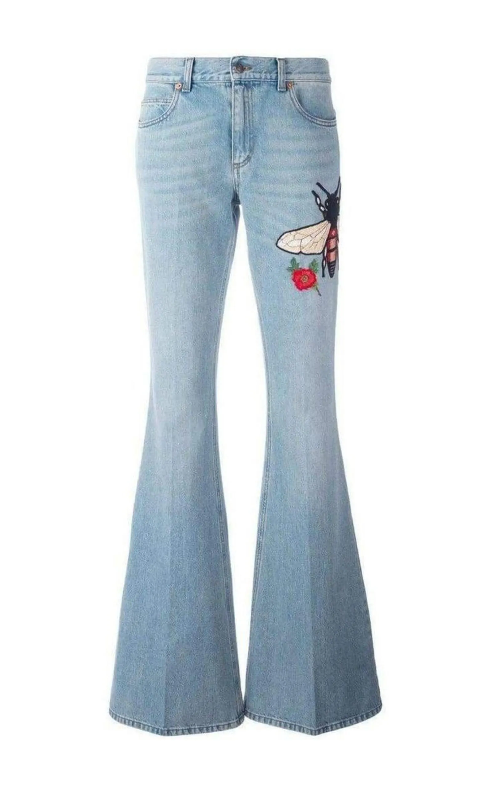 Fly Embroidered Flared Cotton Jeans sold by Runaway Catalog