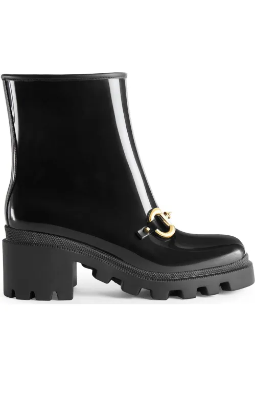 Horsebit - Detailed Heeled Rubber Rain Boots sold by Runaway Catalog