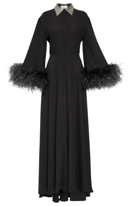 Feather-trimmed Silk Gown Dress sold by Runaway Catalog