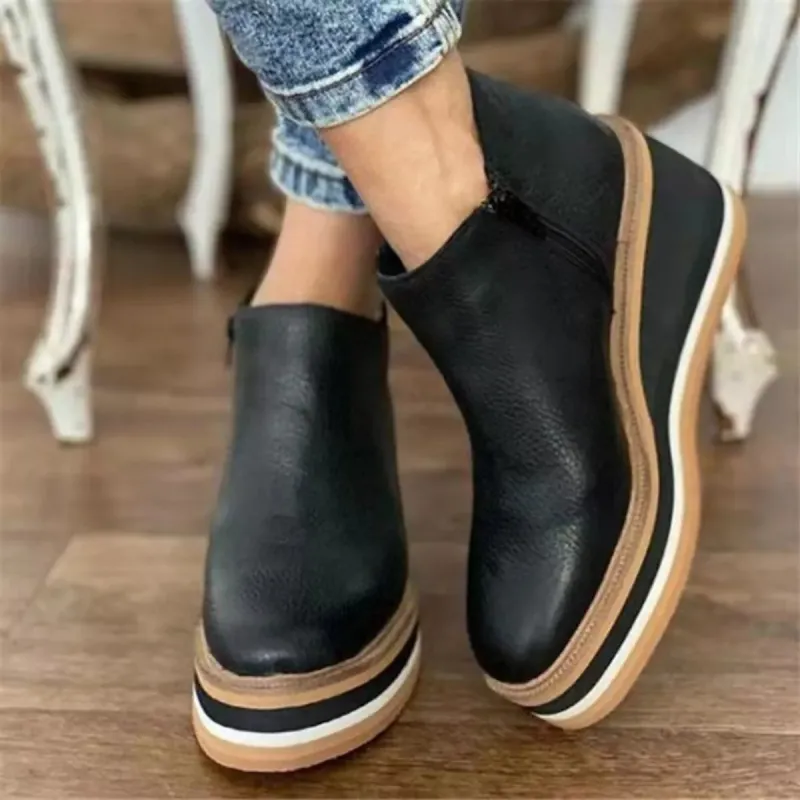 Ankle Wedge Boots with Zipper sold by Unique Kulture