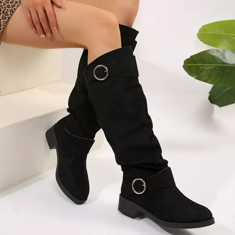 Block Heel Boots with Buckle Detail sold by Unique Kulture