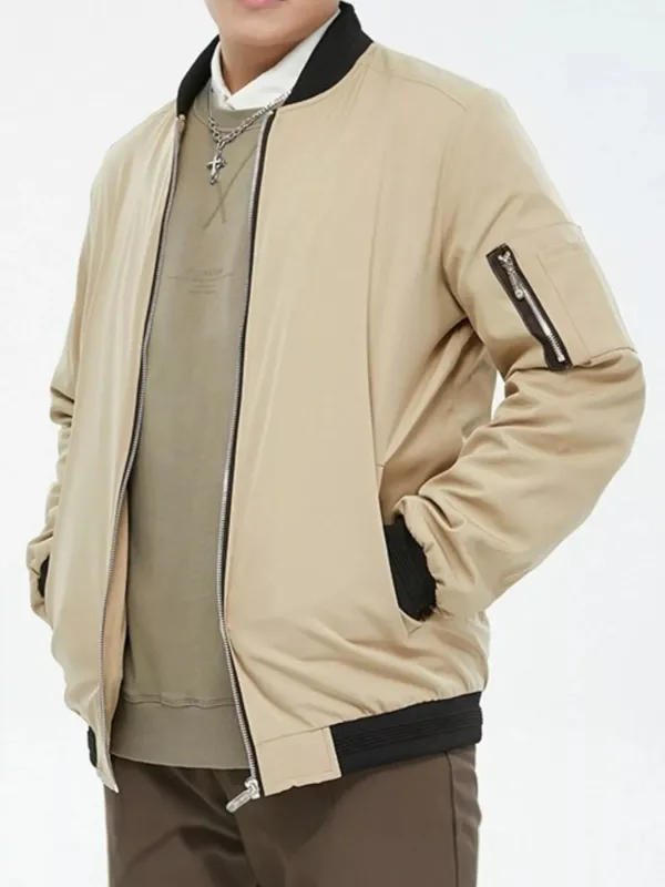 Men's Plus Size Casual Lightweight Bomber Jacket made by Trendsi