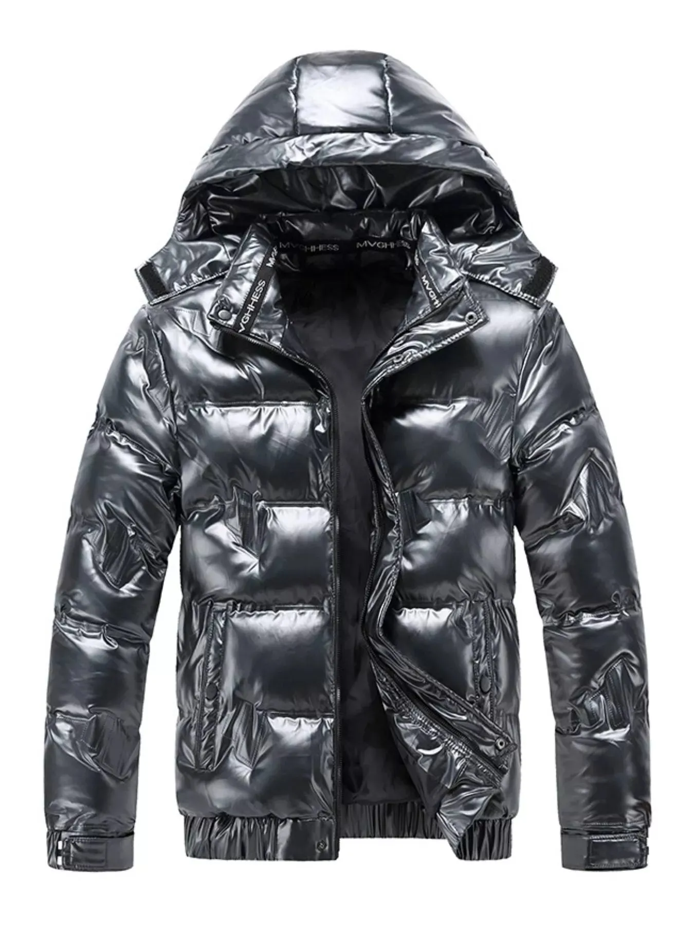 Men's Plus Size Zip Up Hooded Puffer Jacket sold by Unique Kulture product image thumbnail 4