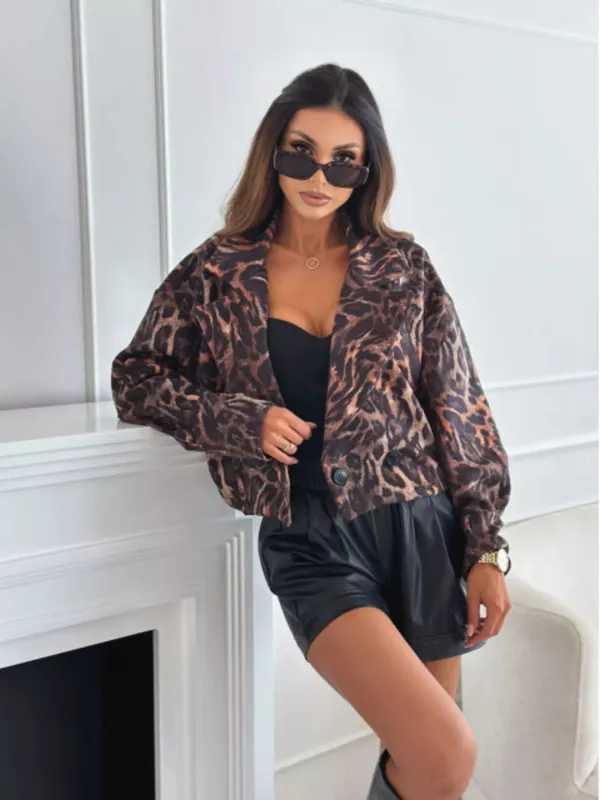 Leopard Print Cropped Blazer sold by Unique Kulture