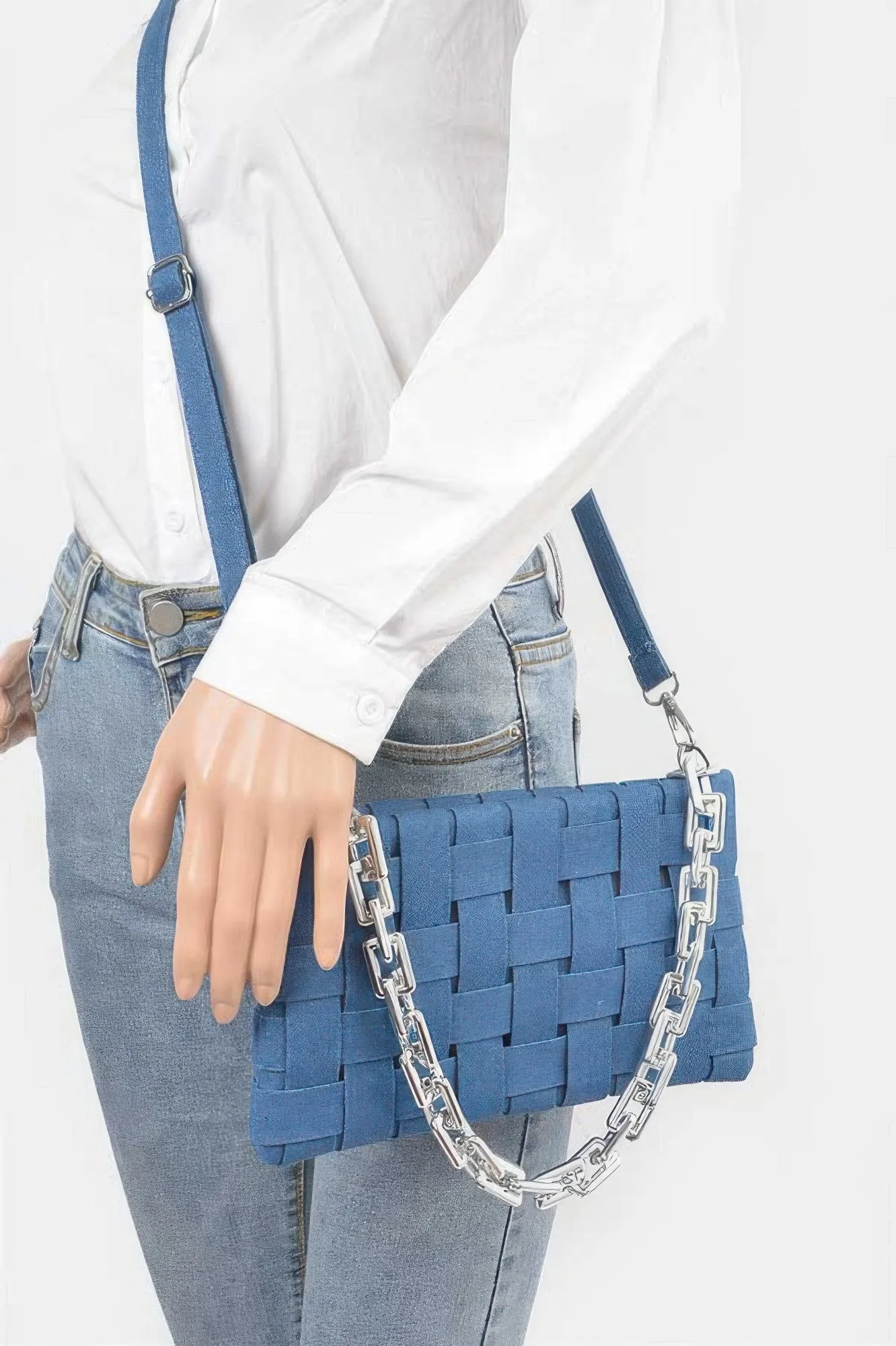 Denim Braided Chain Shoulder Bag sold by Unique Kulture product image thumbnail 3