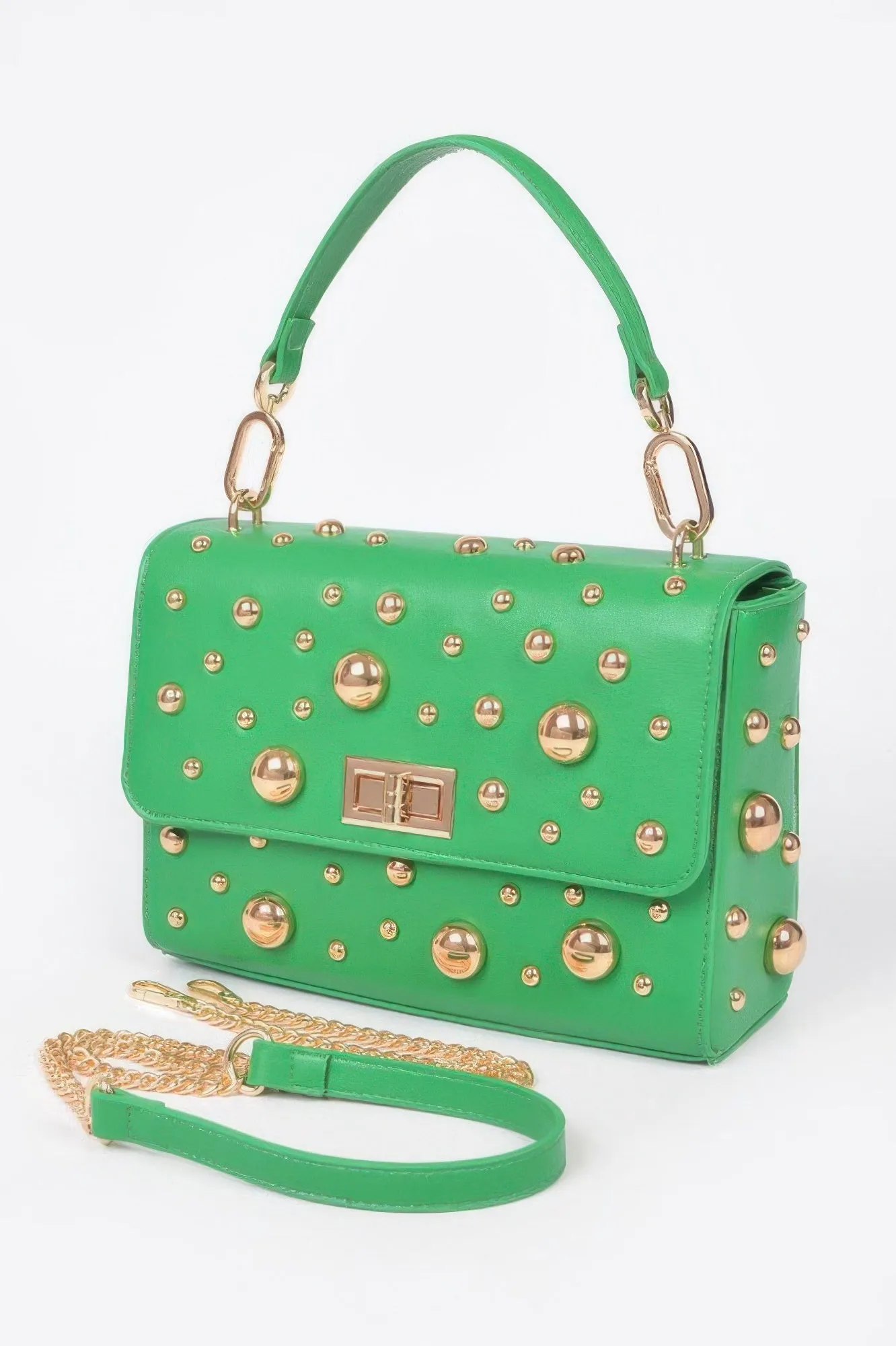 Faux Leather Multi Metal Studded Shoulder Bag sold by Unique Kulture
