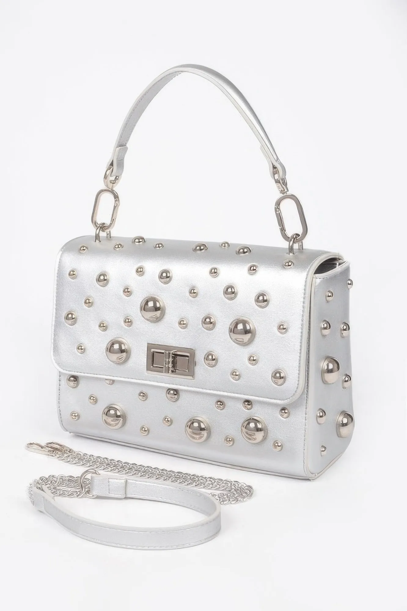 Faux Leather Multi Metal Studded Shoulder Bag sold by Unique Kulture product image thumbnail 2