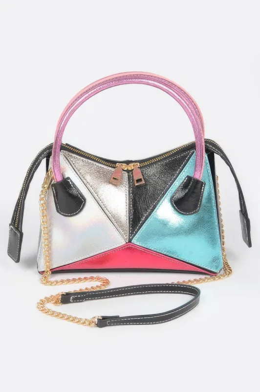 Metallic Multi Color Top Handle Bag made by Unique Kulture