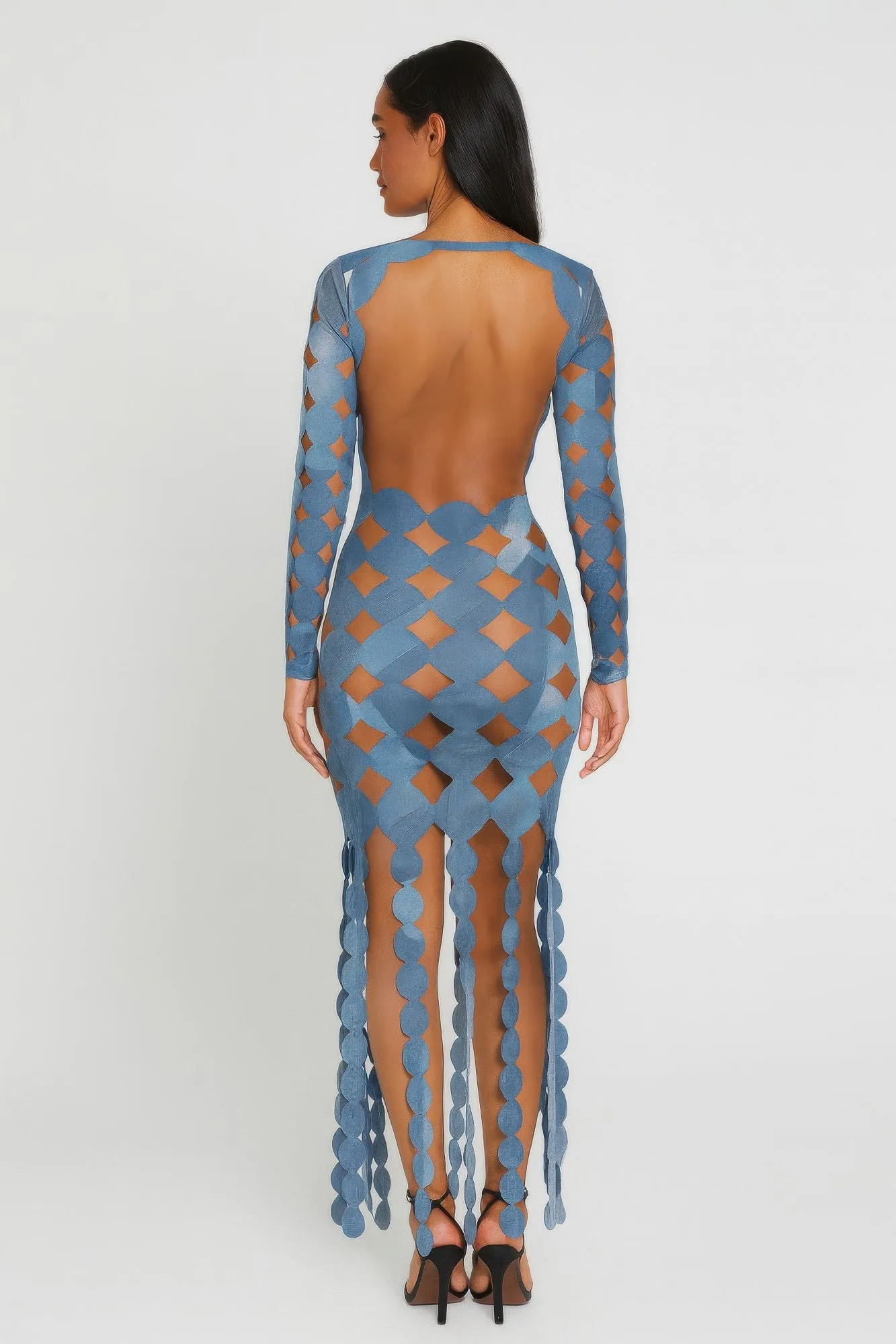 Denim Print Sexy Cut Out Maxi Dress sold by Unique Kulture product image thumbnail 2