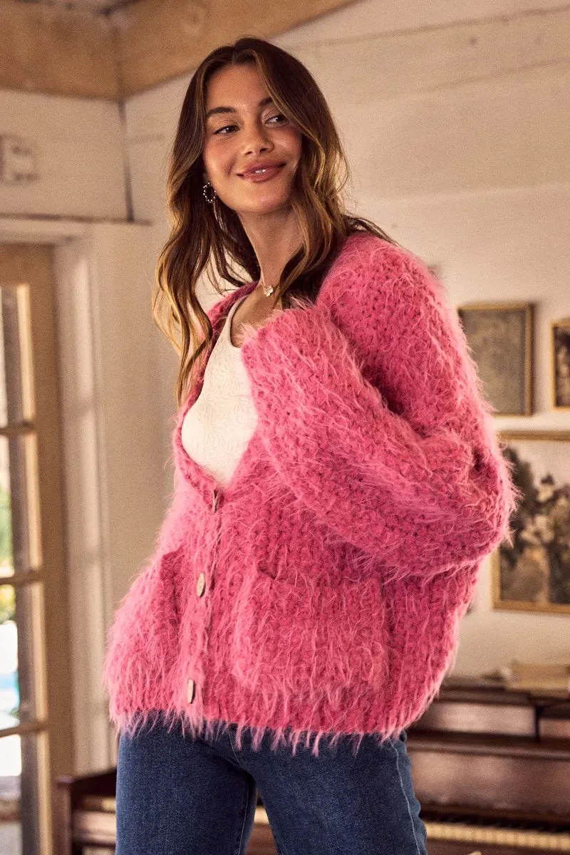SO ME Soft Touch Hairy Loose Fit Cozy Sweater Cardigan sold by Unique Kulture product image thumbnail 4