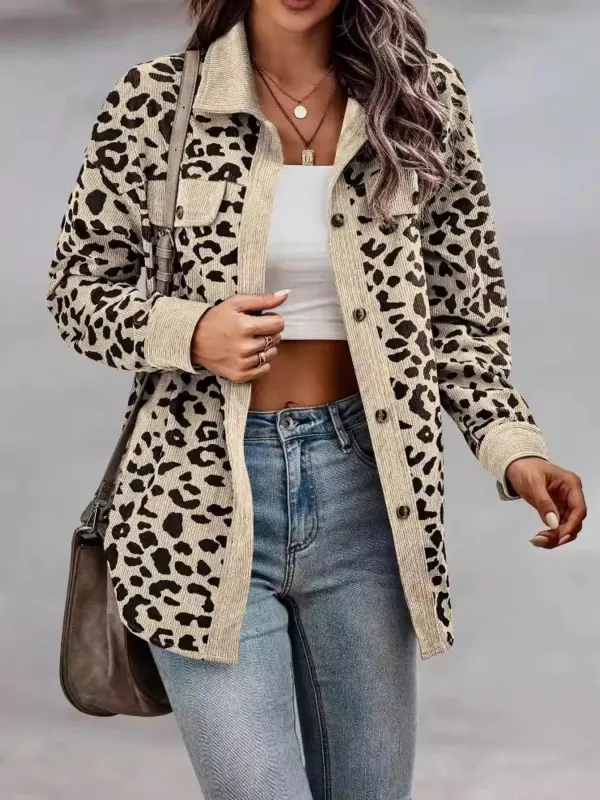 Full Size Leopard Print Button-Down Jacket Plus Size sold by Unique Kulture